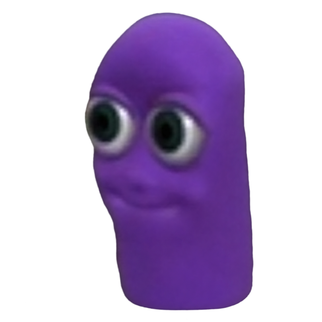 The purple Bean with a totally vacant stare
